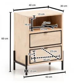 Szafka nocna NIKI 43 cm drewno mango