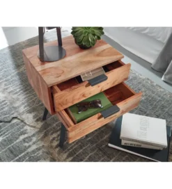 Szafka nocna PRIETO 47 cm drewno akacja