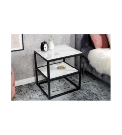 Szafka nocna RAUL 45 cm w optyce białego marmuru