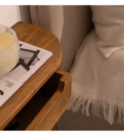 Szafka nocna RUKNO 50 cm drewno mango brązowa