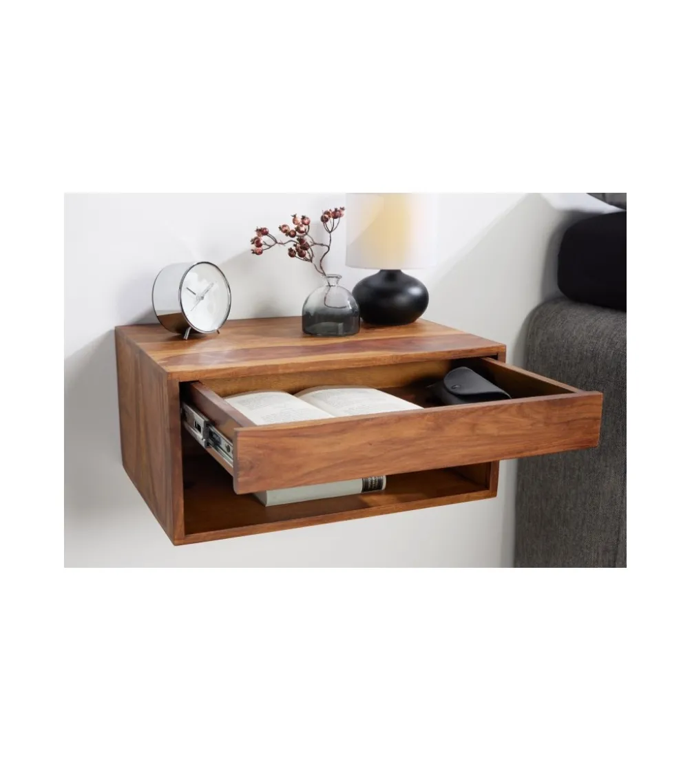 Szafka nocna wisząca ZAMBEZI 50 cm drewno sheesham