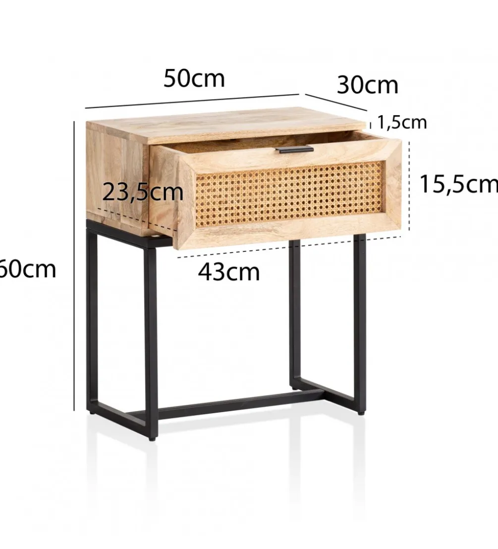 Szafka nocna ZOVI 50 cm drewno mango