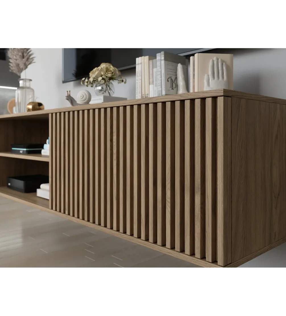 Szafka RTV wisząca ENTSIAN 150 cm w optyce dąb artisan