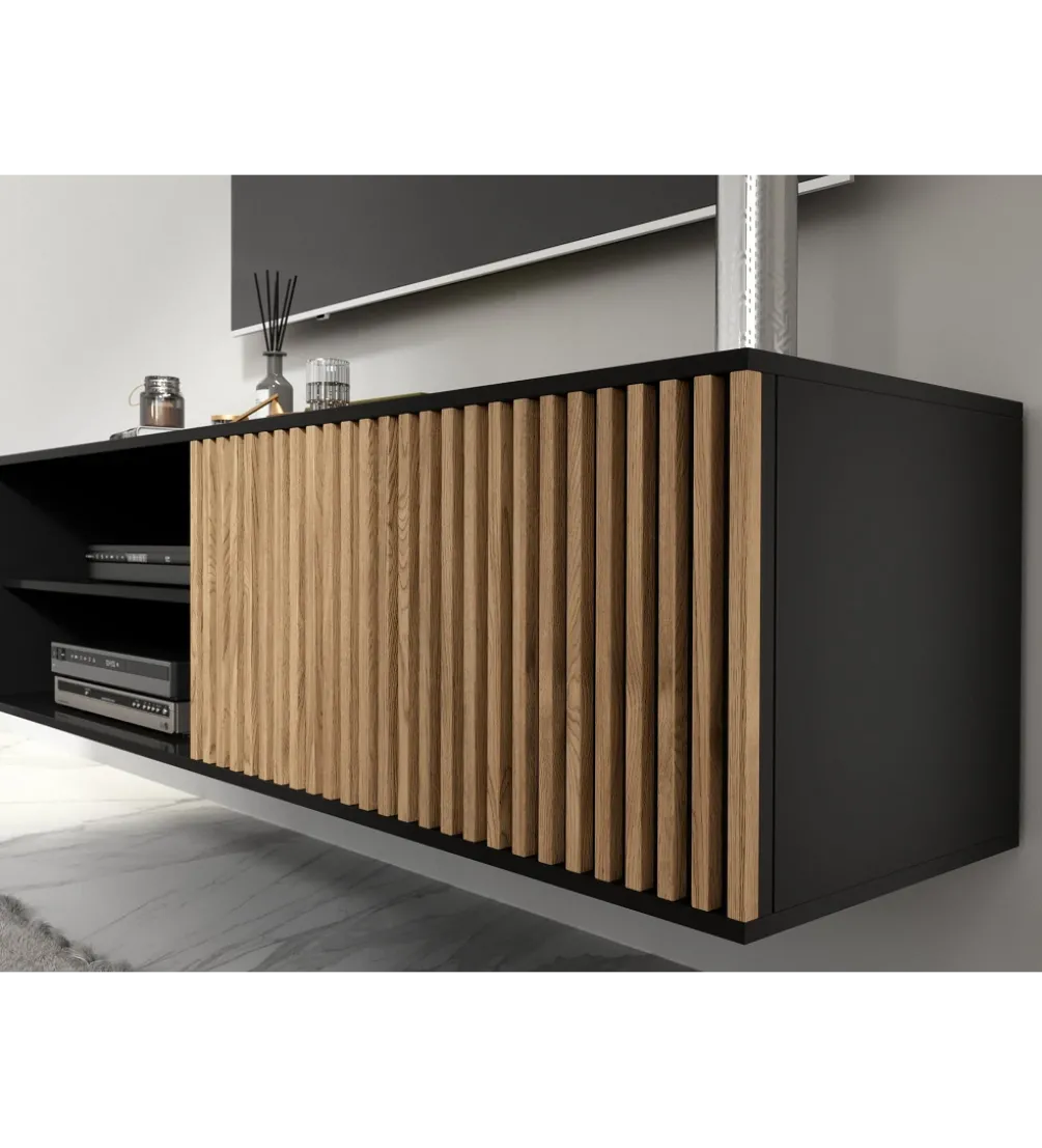 Szafka RTV wisząca MEORATI 150 cm w optyce dąb artisan