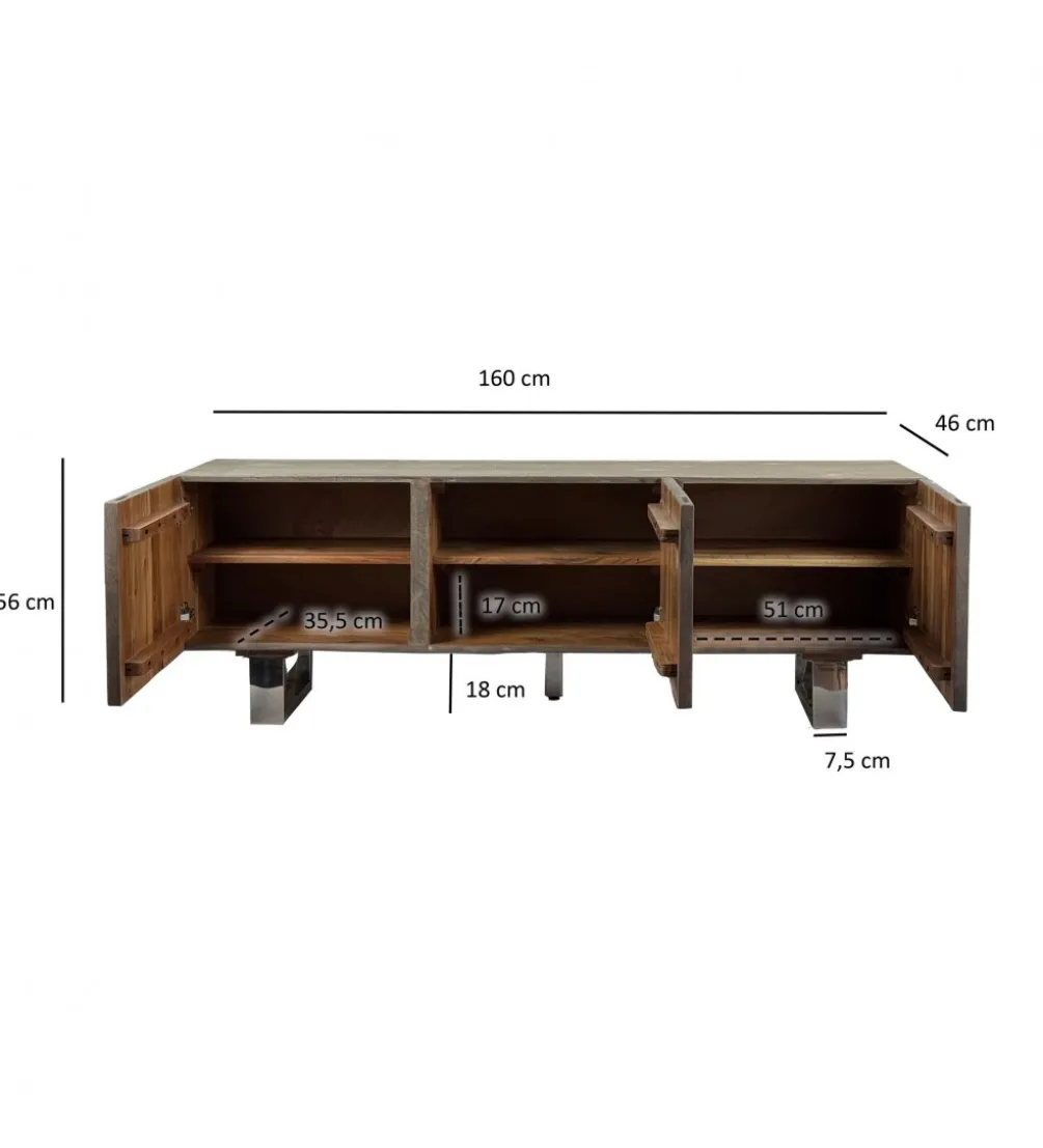 Szafka RTV WOHNLING 160 cm drewno akacja szary