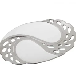 Taca CENTERPLANCE 30 cm srebrnobiała