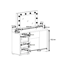 Toaletka DIVA 120 cm biała z oświetleniem