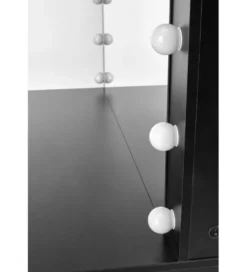Toaletka HOLLYWOOD XL 120 cm czarna z oświetleniem LED