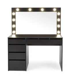 Toaletka HOLLYWOOD XL 120 cm czarna z oświetleniem LED