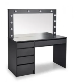 Toaletka HOLLYWOOD XL 120 cm czarna z oświetleniem LED