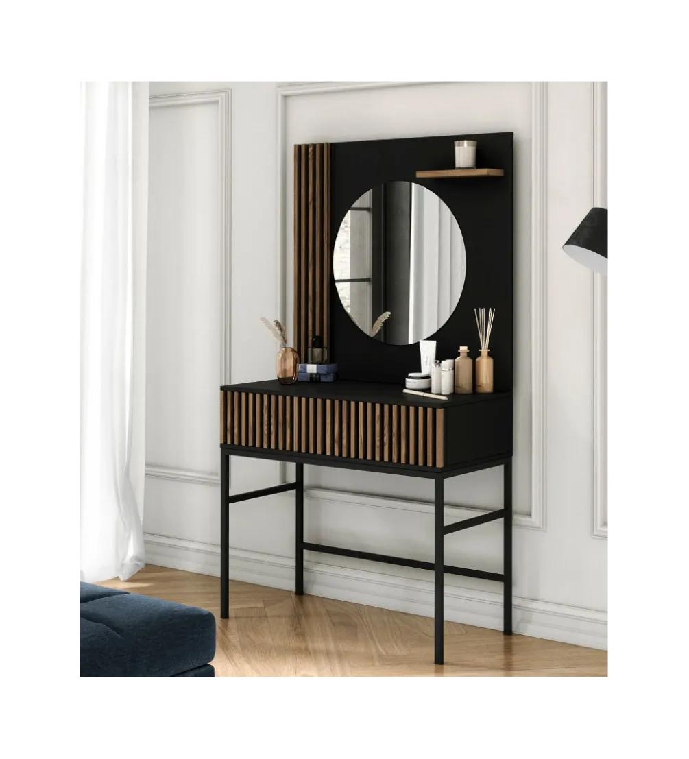 Toaletka wisząca MEORATI 85 cm w optyce dąb artisan/czarny