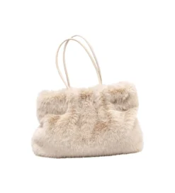 Torba MIKA FURR 56 cm kremowa