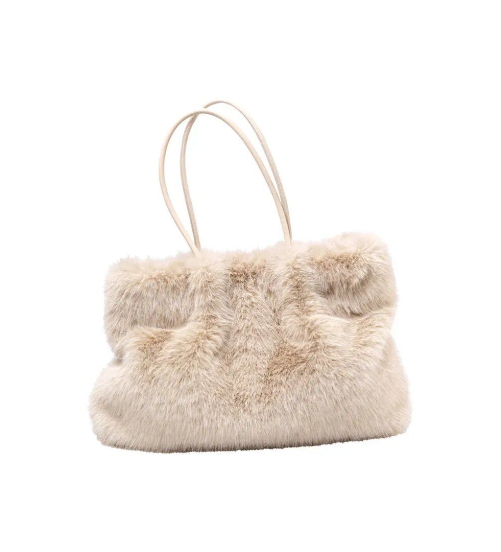 Torba MIKA FURR 56 cm kremowa