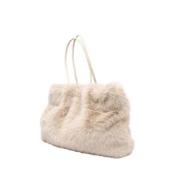 Torba MIKA FURR 56 cm kremowa