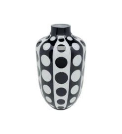 Wazon BRILLAR 45 cm czarno biały szklany