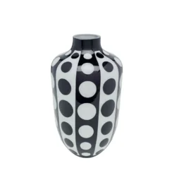 Wazon BRILLAR 45 cm czarno biały szklany