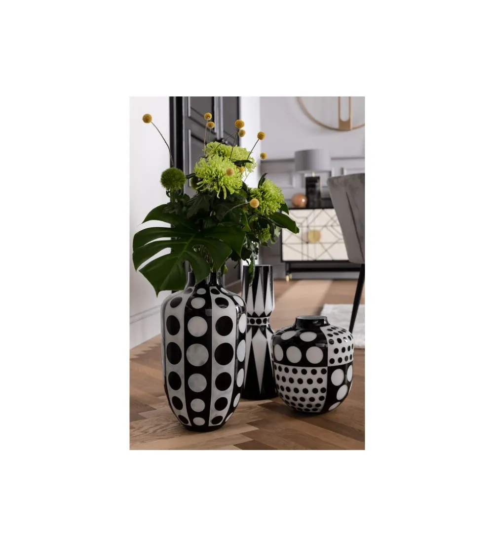 Wazon BRILLAR 45 cm czarno biały szklany