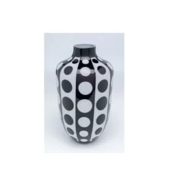 Wazon BRILLAR 45 cm czarno biały szklany