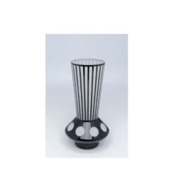 Wazon BRILLAR 40 cm czarno biały szklany