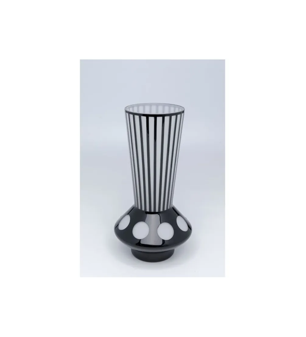 Wazon BRILLAR 40 cm czarno biały szklany