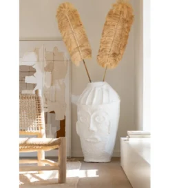 Wazon FACE 95 cm papier mache biały