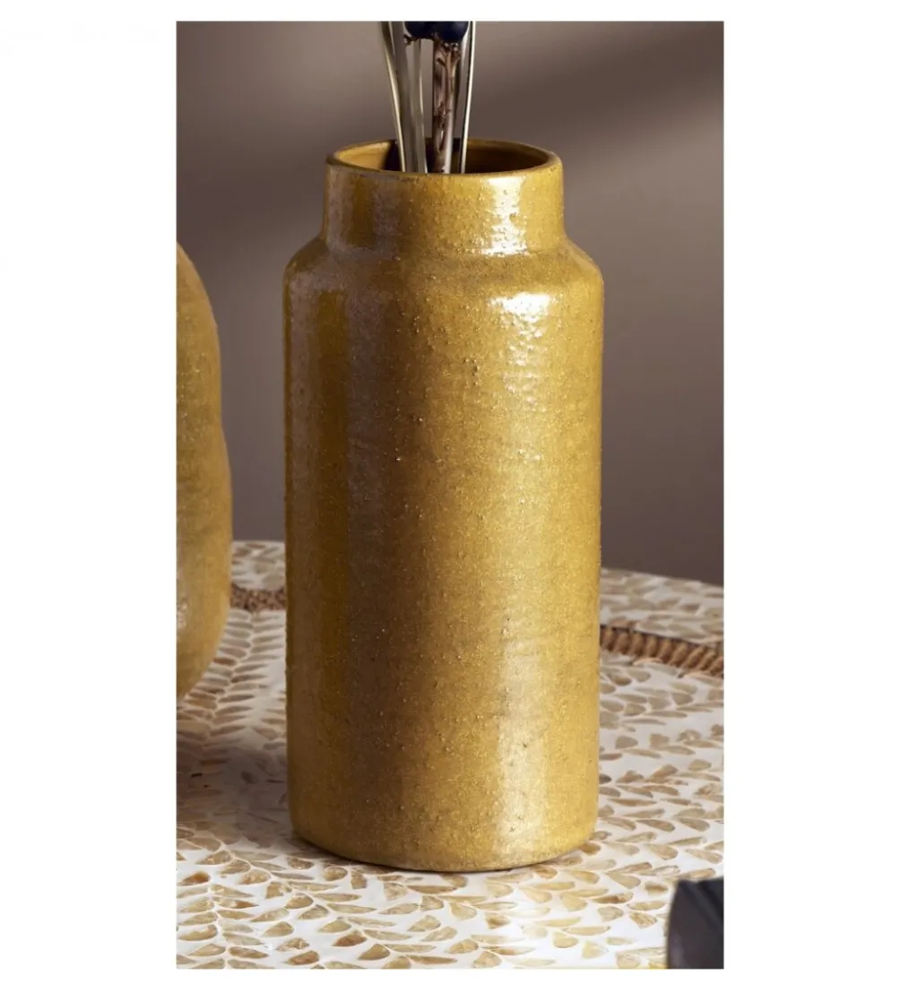 Wazon MOSTAZA 30 cm ceramika musztardowy