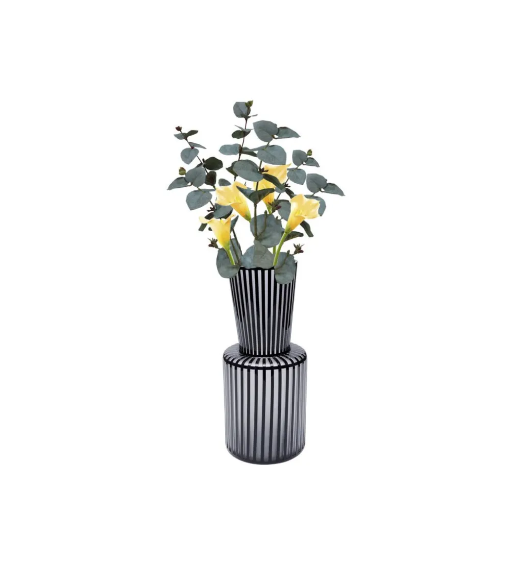 Wazon ROULETTE 41 cm czarno biały szklany
