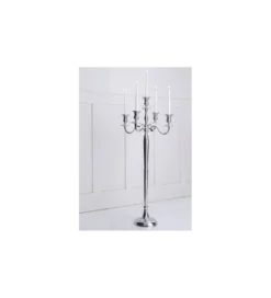 Świecznik 5 - ramienny 120 cm srebrny