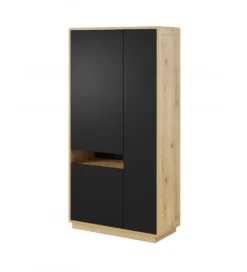 Witryna ASTON 92 cm czarna z dodatkiem koloru dąb Taurus