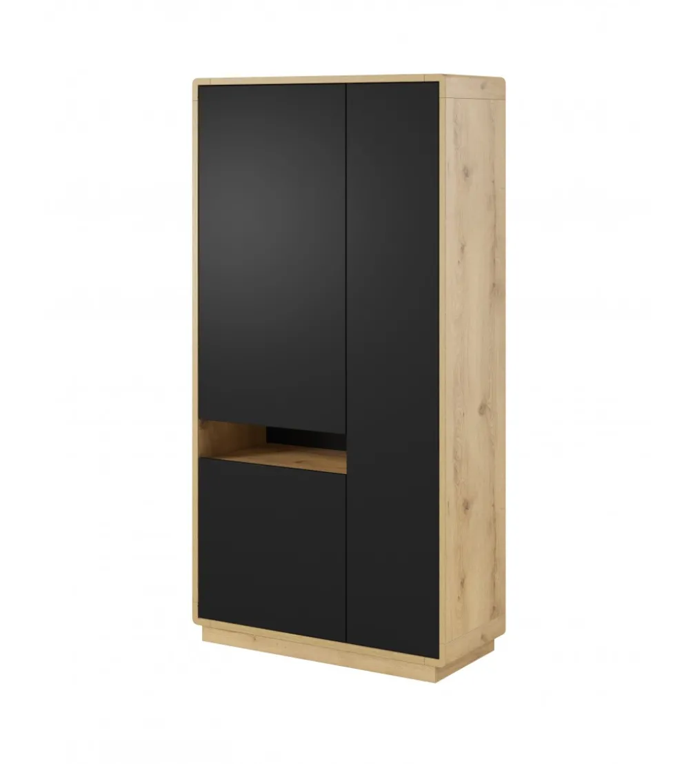Witryna ASTON 92 cm czarna z dodatkiem koloru dąb Taurus