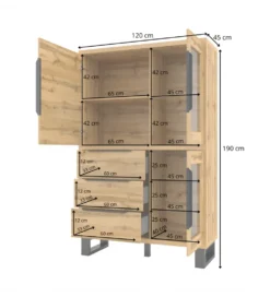 Witryna Halle 120 cm w optyce dąb wotan