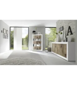 Witryna BASIC 102 cm biała z dodatkiem koloru klon Pero