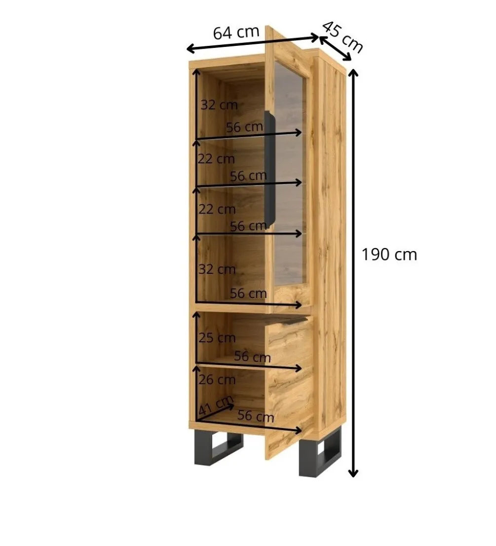 Witryna Halle 64 cm w optyce dąb wotan