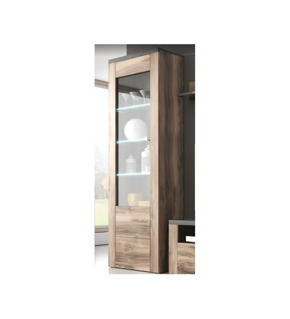 Witryna LARONA 65 Cm O Wybarwieniu Satin Nussbaum z kolorem Touchwood