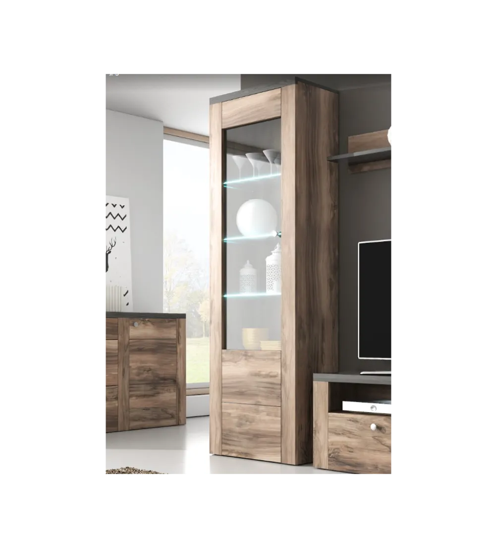 Witryna LARONA 65 Cm O Wybarwieniu Satin Nussbaum z kolorem Touchwood