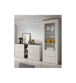 Witryna LARONA 65 cm o wybarwieniu Sonoma Trufel z kolorem Sibiu Larche