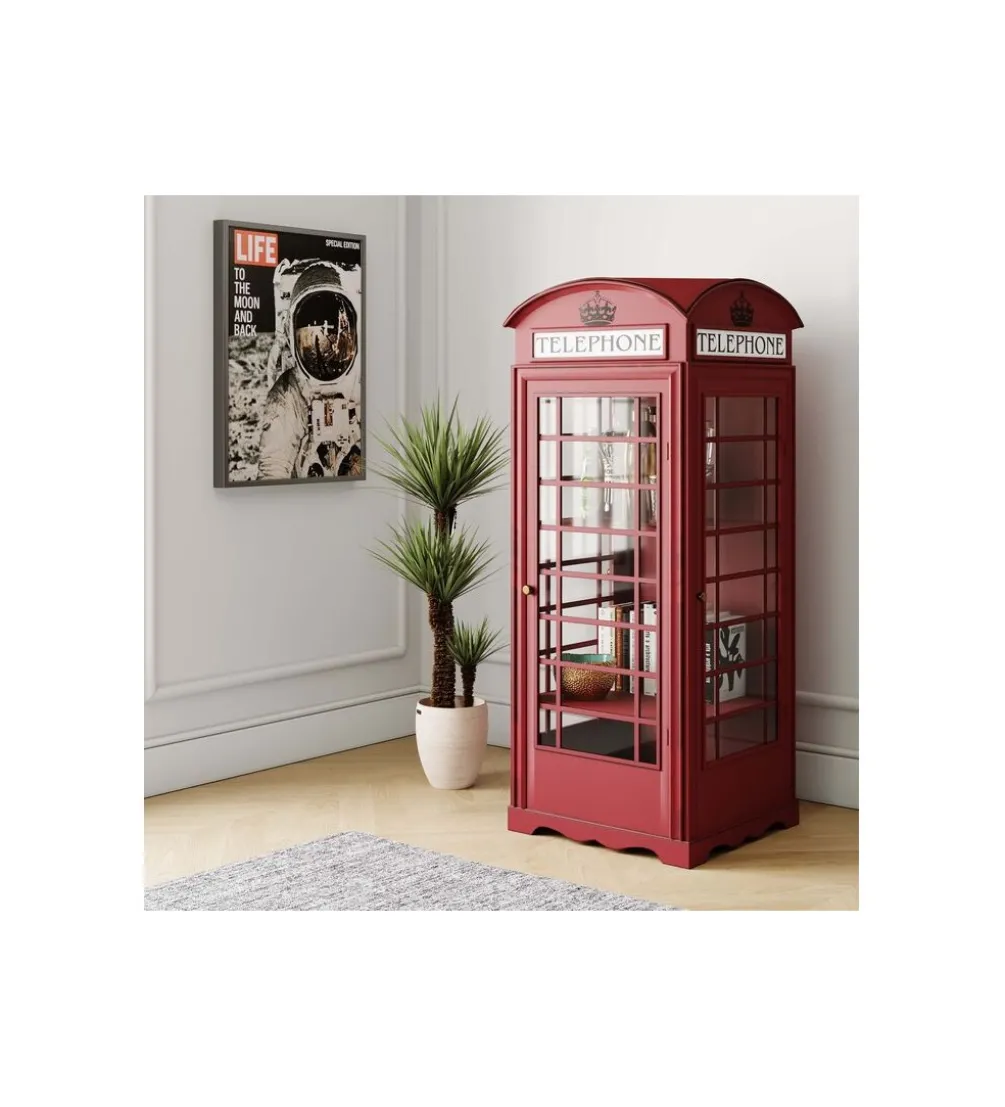 Witryna LONDON TELEPHONE 140 cm czerwona