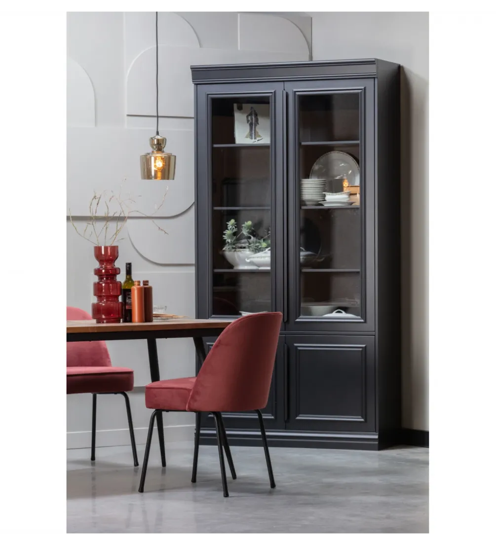 Witryna ORGANIZE 215 cm drewno sosna czarny mat