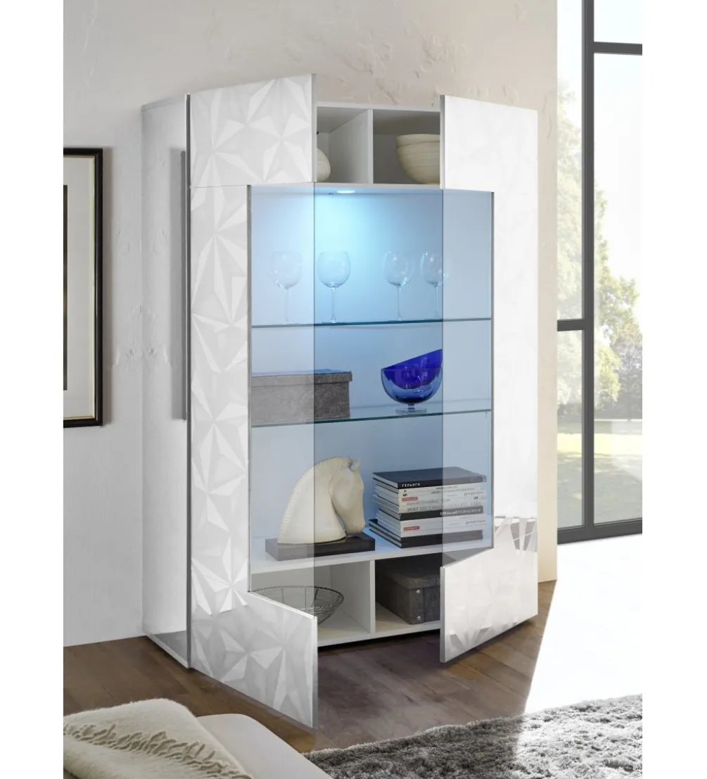 Witryna szklana PRISMA 120 cm biała