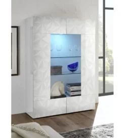 Witryna szklana PRISMA 120 cm biała