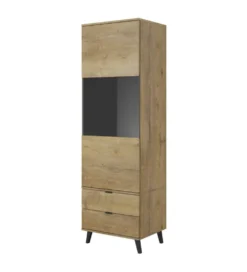 Witryna TV NEST 60 cm o wybarwieniu dąb lefkas z kolorem czarnym