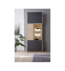 Witryna VALENCIA 79 cm antracytowo naturalna