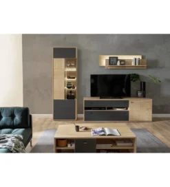 Witryna VALENCIA 64 cm lewostronna Antracytowo Naturalna