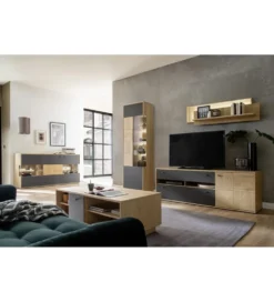Witryna VALENCIA 64 cm lewostronna Antracytowo Naturalna