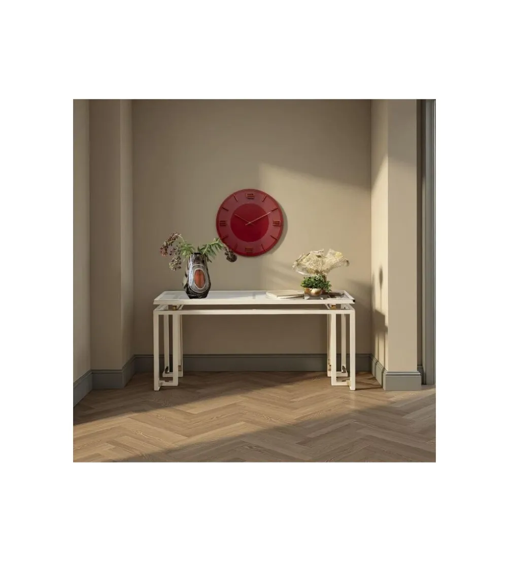 Zegar LEONARDO 49 cm czerwony złoty