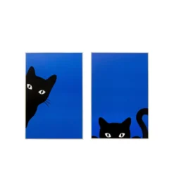 Zestaw 2 obrazów CIAO GATTO 60 x 40 cm
