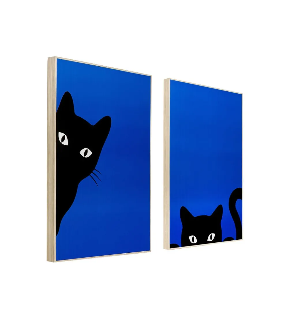 Zestaw 2 obrazów CIAO GATTO 60 x 40 cm