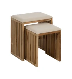 Zestaw 2 ławek BELLAMONTE 50 cm 41 cm drewno teak