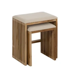 Zestaw 2 ławek BELLAMONTE 50 cm 41 cm drewno teak