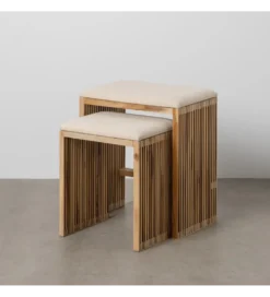 Zestaw 2 ławek BELLAMONTE 50 cm 41 cm drewno teak